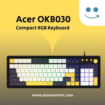Acer OKB030 Compact Gaming Wired Keyboard 100 Key US Layout (Volume Knob Edition)